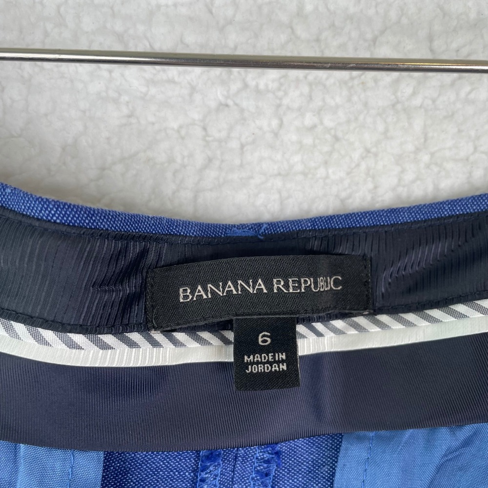 Banana Republic Avery Blue Linen Blend Ankle Pants Womens 6 Cobalt Slim Career - Picture 10 of 12